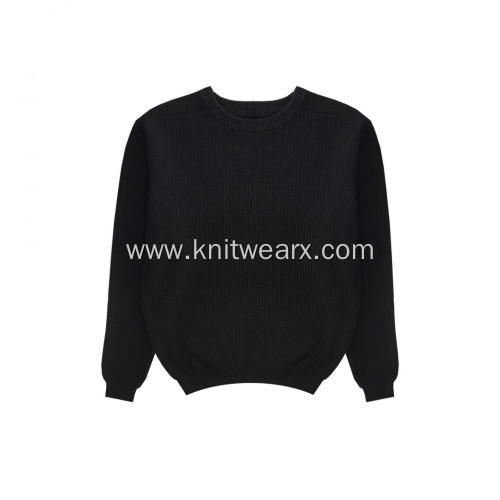 Men's Knitted Cable Stitch Crewneck Solid Color Pullover